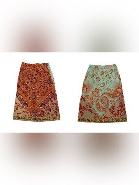 VTG Y2K Free People Market Paisley Scarf Print Boho Midi Skirt Juniors 3
